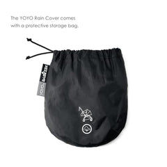Stokke YOYO rain cover with protective storage bag for quick packing.