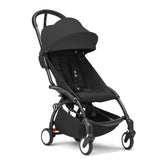 Stokke YOYO3 black frame with seat ready for city strolling