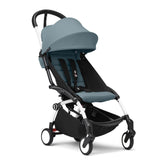 Stokke YOYO3 white frame ready for easy city strolling.