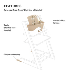 Stokke Tripp Trapp Baby Set five point harness keeps little climbers secure at mealtime