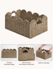 StorageWorks built-in iron-frame wicker basket with handles for easy transport.
