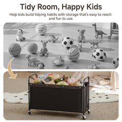 StorageWorks storage chest with wheels in motion, four wheels with two locking for stability