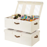 StorageWorks large toy storage bin with lids shows a clear lid window for quick visibility.