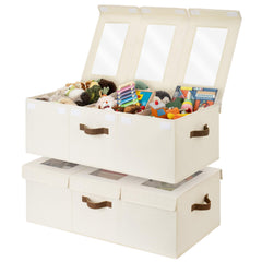 StorageWorks large toy storage bin with lids shows a clear lid window for quick visibility.