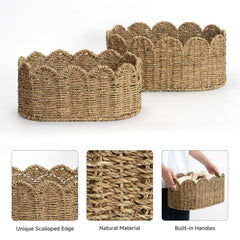 StorageWorks scalloped wicker basket in a nursery scene for storage and decor