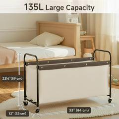 StorageWorks Storage Chest with Wheels beige open interior demonstrates easy-access organization.