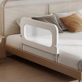 Strentiki baby bed guard rail folded view for compact storage.