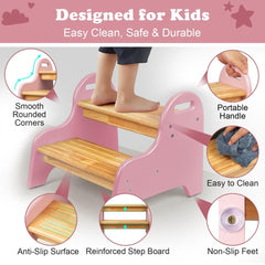 StrongTek Kids 2-Step Stool sturdy-base with rounded edges supports secure toddler stepping