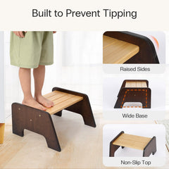 StrongTek Kids Step Stool bamboo-durability highlights eco-friendly strength for daily use.