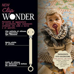 Suavinex Wonder Pacifier Clip features a secure clasp ring for attachment.