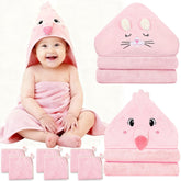 Sublaga hooded towel pink kitten design keeps baby warm and dry after bath