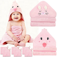 Sublaga hooded towel pink kitten design keeps baby warm and dry after bath