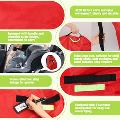 Sublaga car seat bag folds into its pouch for compact storage on the go.