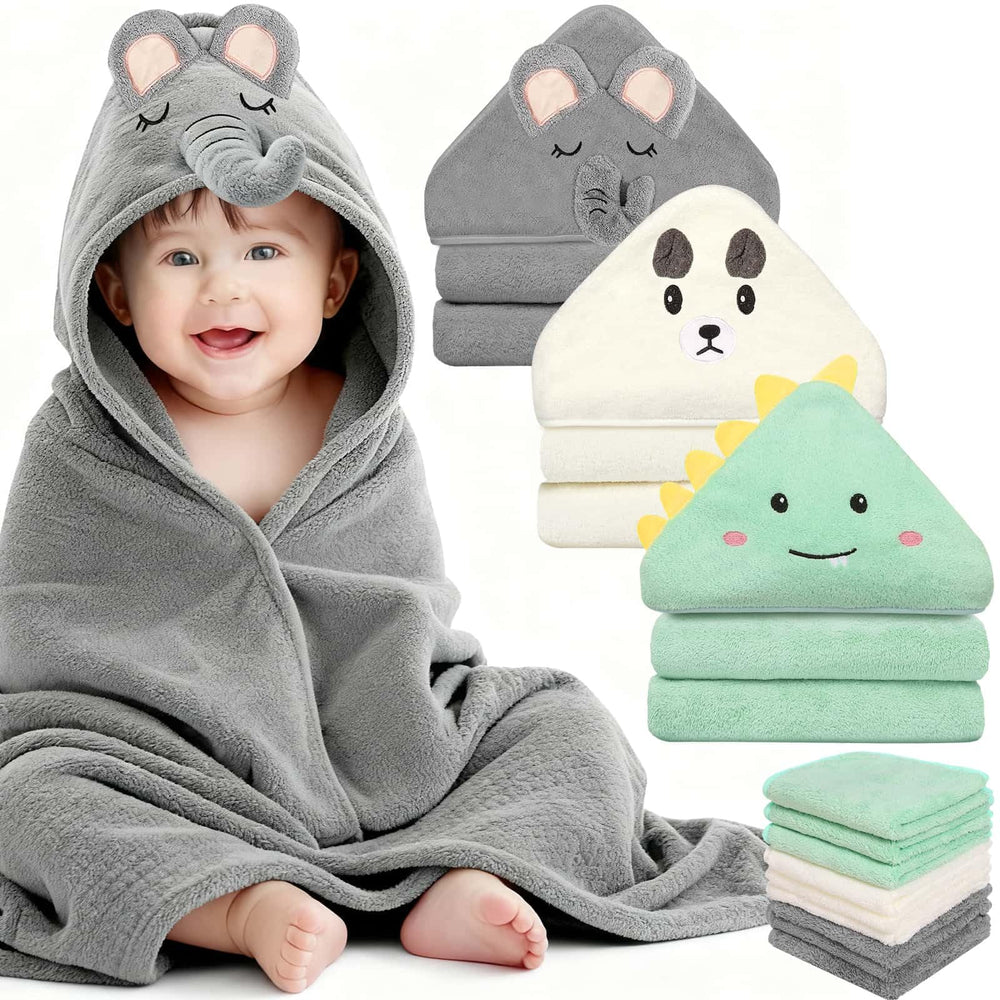 Sublaga hooded baby towel 32x32 inch with bear hood adds warm post-bath wrap.