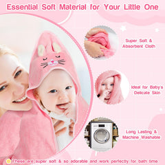 Sublaga hooded towel with pink kittens design for bath time