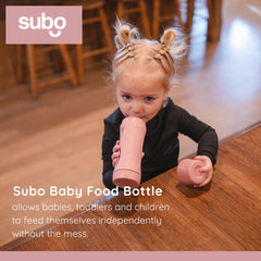Subo rose on-the-go bottle ready for travel meals.