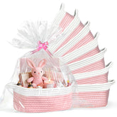 Succwoah 8-pack small woven baskets pink setup for gifting and organization