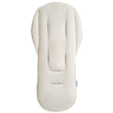 Suessie Stroller Liner Sand Stripe front view highlighting breathable cotton and universal fit
