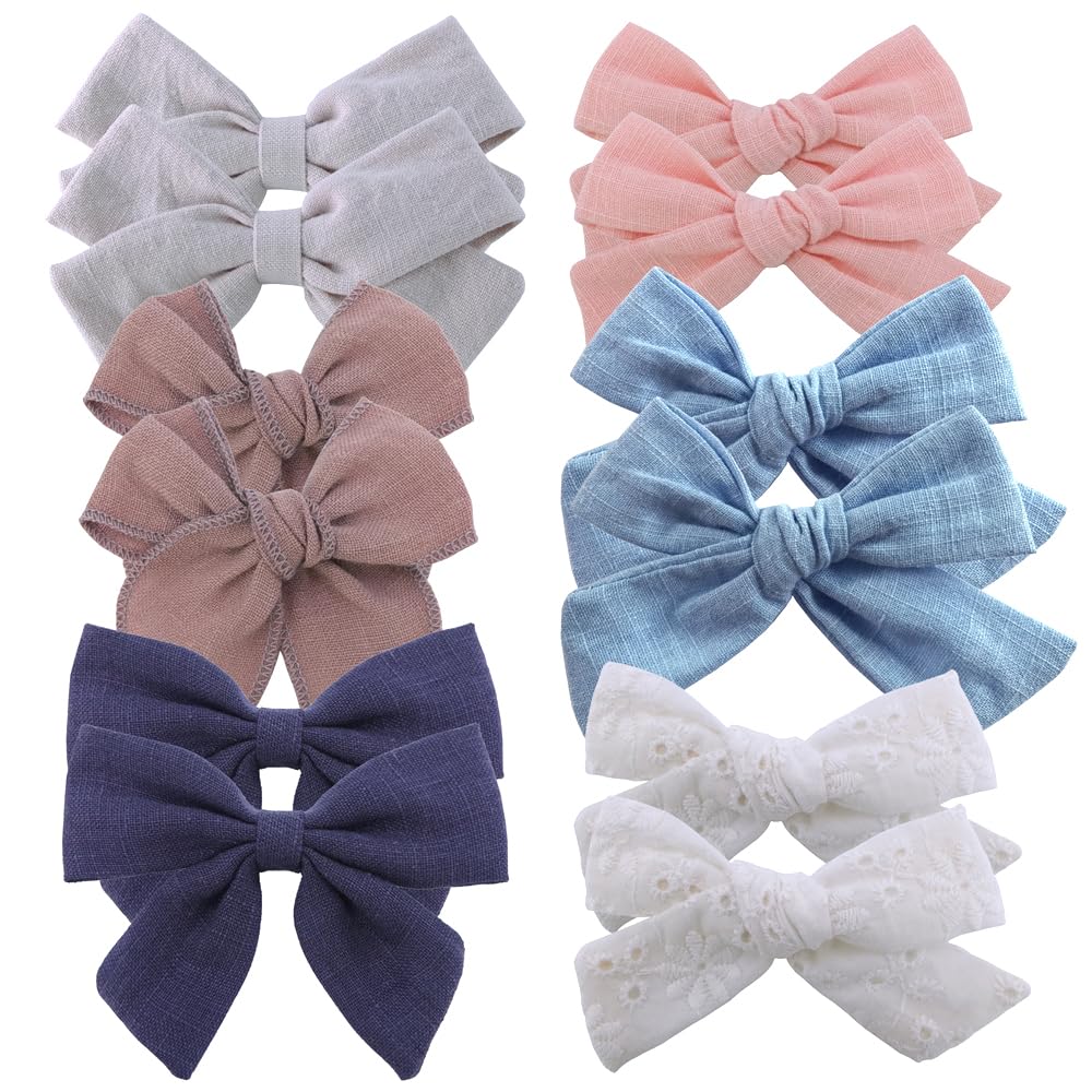 Sugarmelon 12pc linen bows with alligator clips for versatile daily outfits