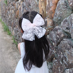 Sugarmelon large tulle bow white for elegant mother-daughter looks.