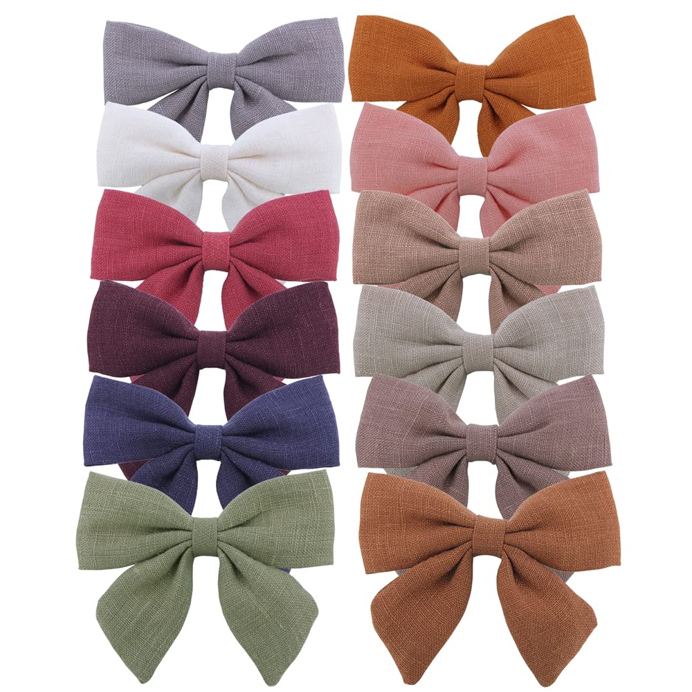 Sugarmelon linen bow hairclip with assorted styles coordinates baby outfits