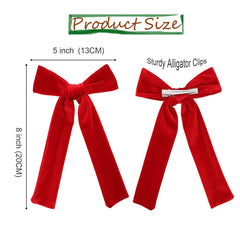Sugarmelon red velvet bow clip for festive styling.