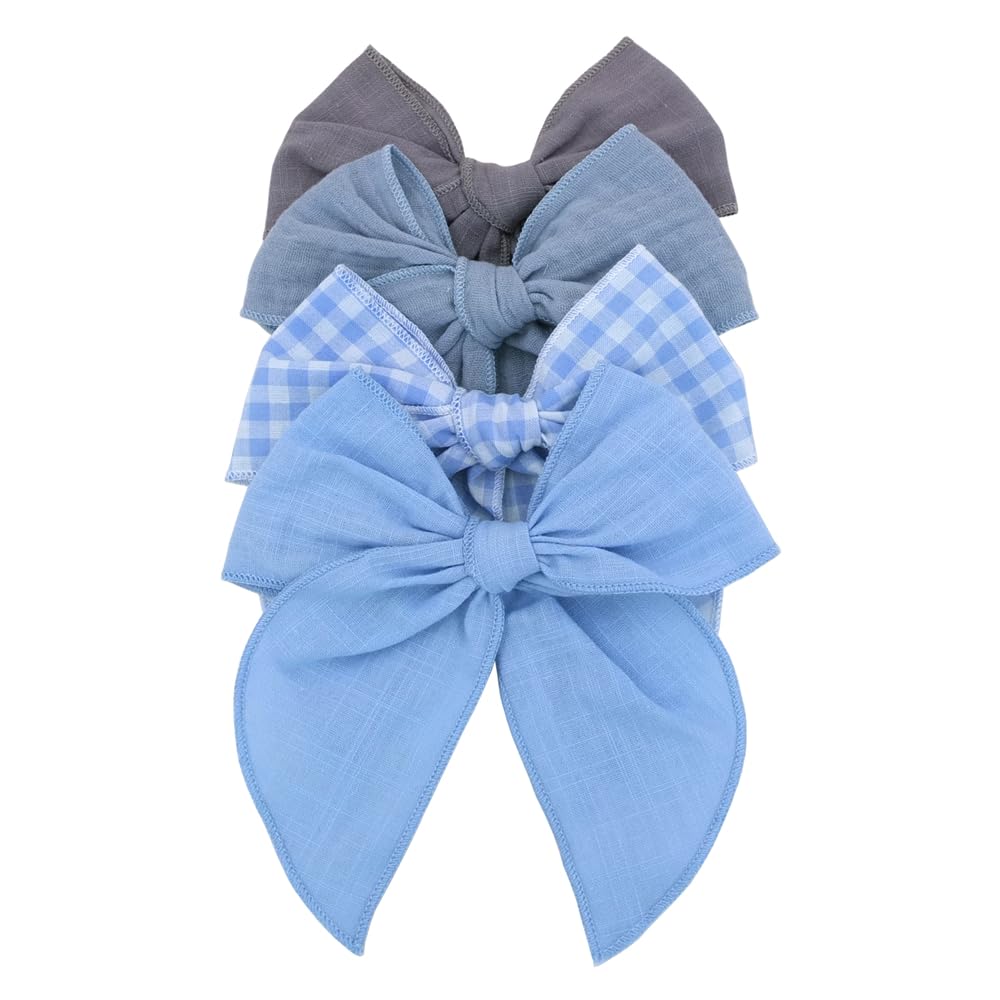 Sugarmelon pack-four fable bow hair clip in blue sky, ideal for daily outfits.