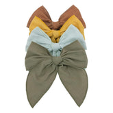 Sugarmelon Fable Bow set in mustard-sage on coordinated outfit for everyday wear