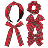 Sugarmelon tartan bow long-tail red clip for everyday wear and school outfits.