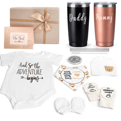 Suhctuptx bear theme gift basket with a baby onesie for a memorable pregnancy announcement