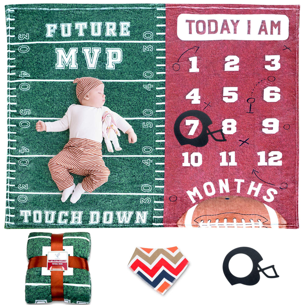 SUKOON football milestone blanket frame—included frame for quick, stylish nursery displays.