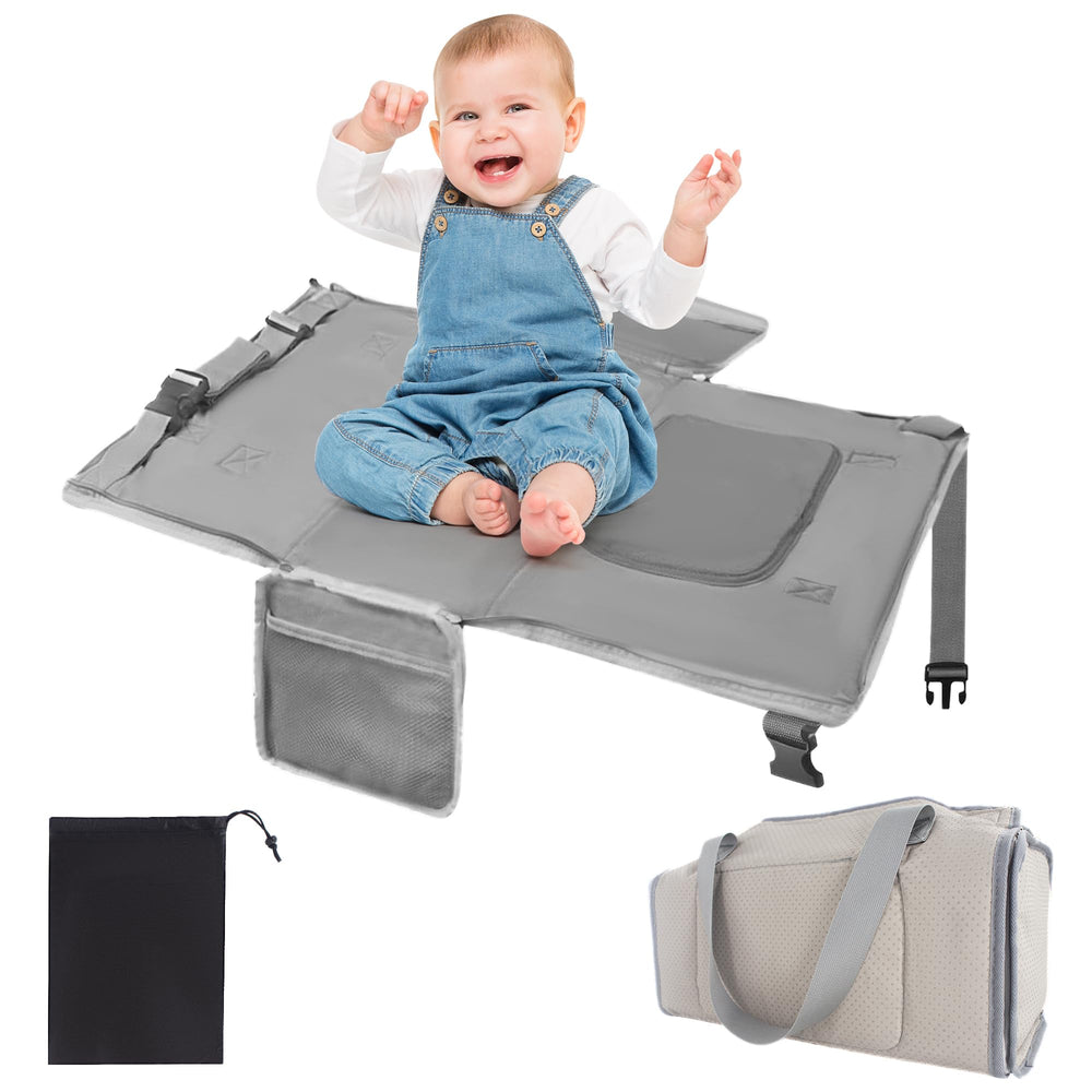 Sukubiui toddler airplane bed setup creates a cozy in-seat hammock for naps and play.