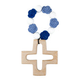 Sumalon Cross Baptism Silicone Rosary beads closeup—soft silicone for gentle handling during prayer.