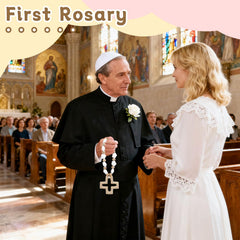 Sumalon rosary cross 7x7cm as a meaningful First Communion keepsake.