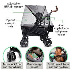 Summer Infant 3Dlite Wagon with two kids on a park ride.