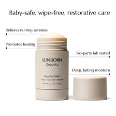 Sunborn Organics Nipple Balm easy application after nursing sessions.