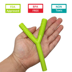SunCore Direct teether tubes texture close-up showing dual textures for soothing gums.