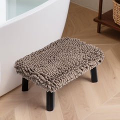 Sunlit One Step Stool chenille top dries feet quickly after bath.