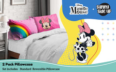 Sunny Side Up Minnie Mouse pillowcase back view highlights reversible design for playful sleep transformations