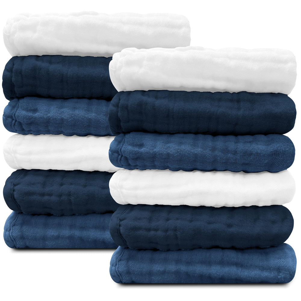 Sunny zzzZZ baby muslin washcloths flat lay shows soft cotton texture for gentle bath time.