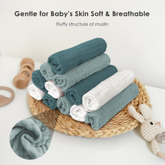 Sunny zzzZZ 12x12 inch washcloths shown for generous coverage during baths.