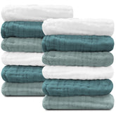 Sunny zzzZZ Baby Washcloths in white emerald, gentle bath-time cleansing for delicate skin.