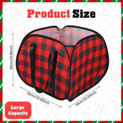 Sunnymove buffalo plaid basket folded side view highlighting space-saving design.