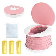 SunnySmile Travel Potty folded compact pink, ready for travel storage