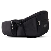 Sunveno baby carrier hip seat front view demonstrates ergonomic fit for all-day comfort.