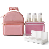 Sunveno breastmilk cooler bag pink front view for on-the-go pumping and extended cooling.