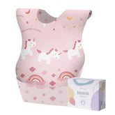 SUNVENO disposable baby bib with crumb catcher pocket for mess containment during meals