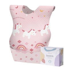 SUNVENO disposable baby bib with crumb catcher pocket for mess containment during meals