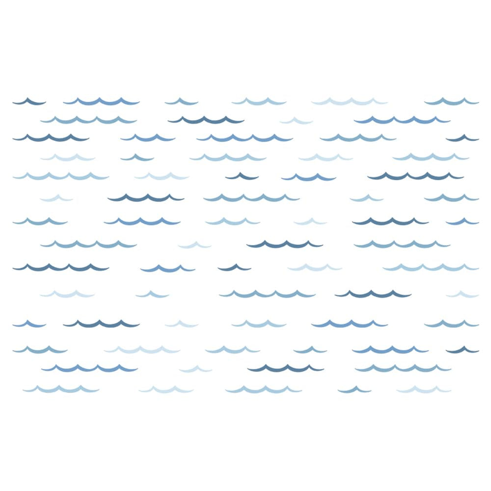 SUPERDANT Blue Ocean Waves wall stickers with wave-arc design for calming nursery decor.