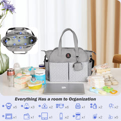 SUPROMOMI diaper tote detachable strap offers crossbody comfort during shopping